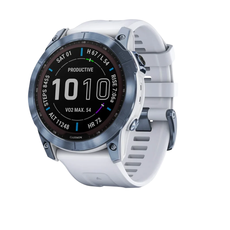Garmin Fenix 7X smartwatch with Sapphire Solar, white Whitestone band, certified refurbished