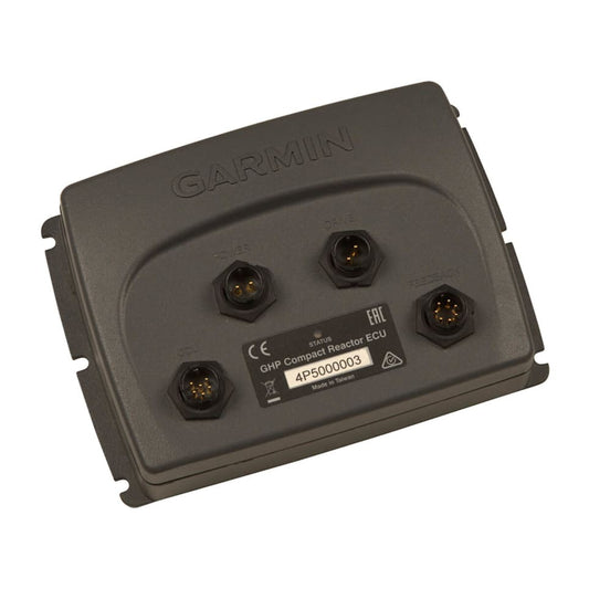 Garmin GHP Compact Reactor ECU for watercraft engine controls, gray enclosure with four connector ports