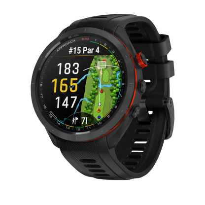 Garmin Approach S70, 47 mm Black/Red Ceramic Bezel with Black Silicone Band (010-02746-02) by Garmin