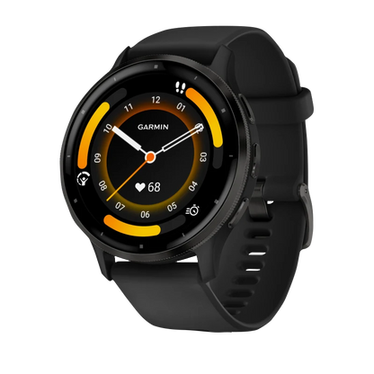 Garmin Venu 3, 45 mm Slate Stainless Steel Bezel with Black Case and Silicone Band (010-02784-01) by Garmin