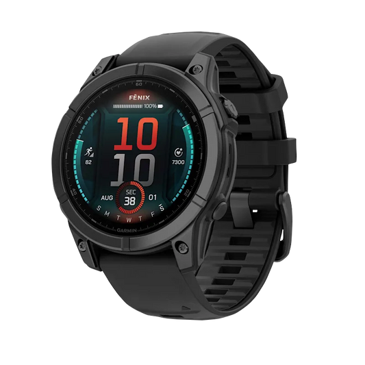 Garmin Fenix E, 47 mm AMOLED, Slate Gray Steel with Black Silicone Band (010-03025-03) by Garmin