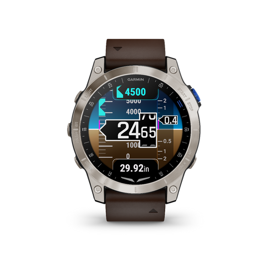 Garmin D2 Mach 1, Oxford Brown Leather Band, GPS Aviation Smartwatch for Pilots (010-02582-54) by Garmin