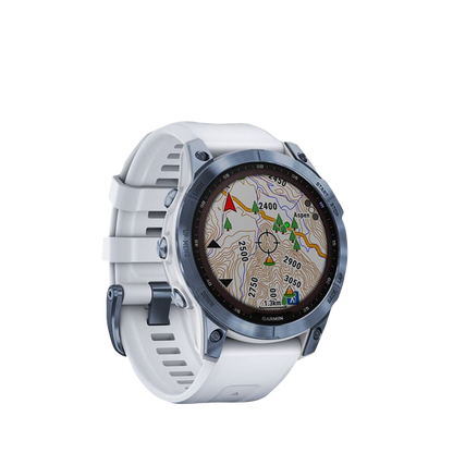 Garmin Fenix 7 Sapphire Solar, Mineral Blue Titanium w/ Whitestone Band (Garmin Certified Refurbished) by Garmin