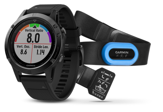 Garmin Fenix 5 Sapphire Bundle, Black w/ Black Band (010-01688-31) by Garmin