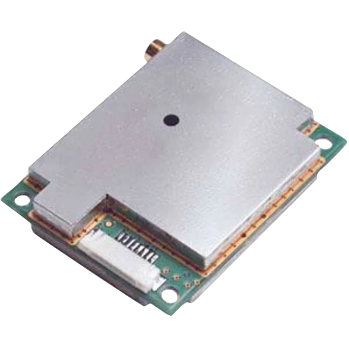 Garmin GPS 15xH-F Sensor module with metal shield and flex cable connector on green PCB.