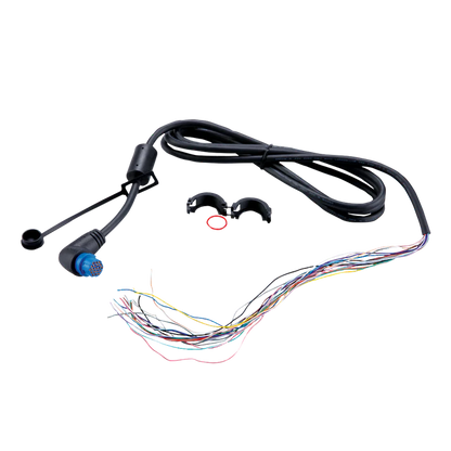 Garmin NMEA 0183 threaded cable, right-angle GPSMAP accessory, 6 ft, black wire with blue circular connector