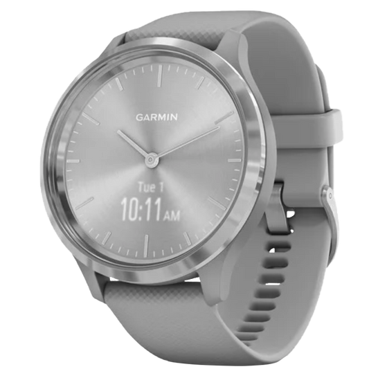 Garmin Vívomove 3 - Silver Stainless Steel Bezel with Powder Gray Silicone Band (010-02239-00) by Garmin