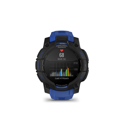 Garmin Instinct 3, (45mm), AMOLED, Black with Bolt Blue/Black Band (010-02936-03)
