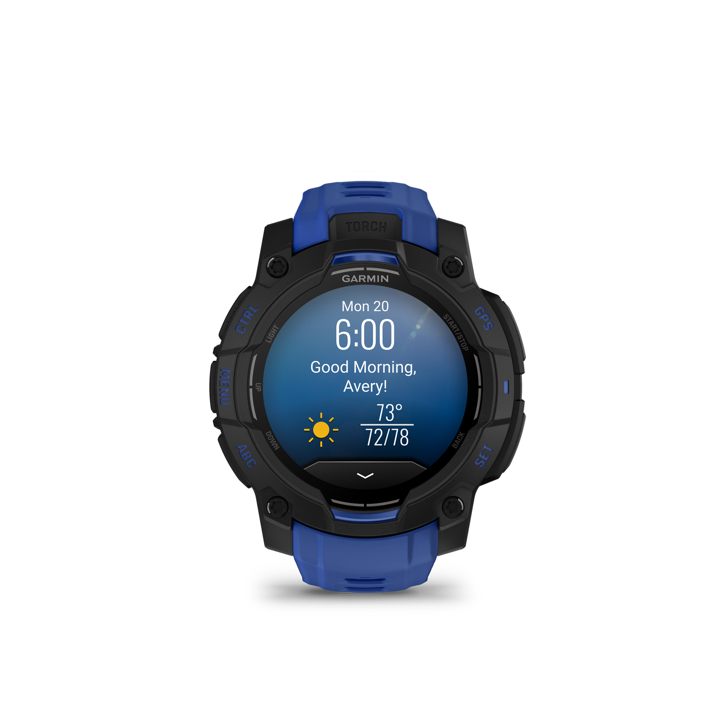 Garmin Instinct 3, (45mm), AMOLED, Black with Bolt Blue/Black Band (010-02936-03)
