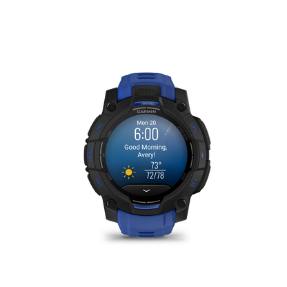 Garmin Instinct 3, (45mm), AMOLED, Black with Bolt Blue/Black Band (010-02936-03)