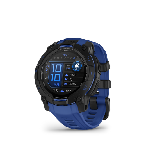 Garmin Instinct 3, (45mm), AMOLED, Black with Bolt Blue/Black Band (010-02936-03)