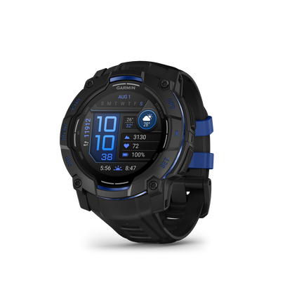 Garmin Instinct 3 AMOLED, (50mm) Black with Black/Bolt Blue Band (010-03020-03)