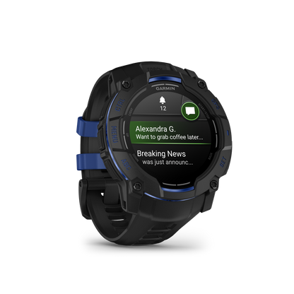Garmin Instinct 3 AMOLED, (50mm) Black with Black/Bolt Blue Band (010-03020-03)