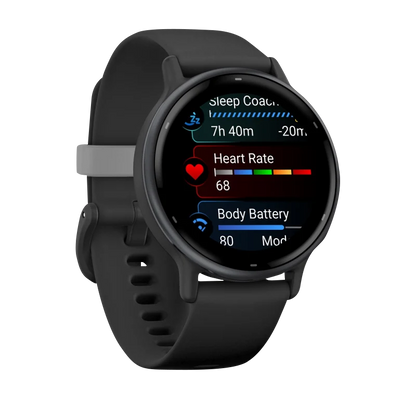 Garmin Vivoactive 5, Slate Aluminum Bezel with Black Case and Silicone Band (010-02862-10) by Garmin