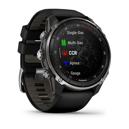Garmin Descent Mk3i 51mm silver-black PVD titanium smartwatch with black silicone band