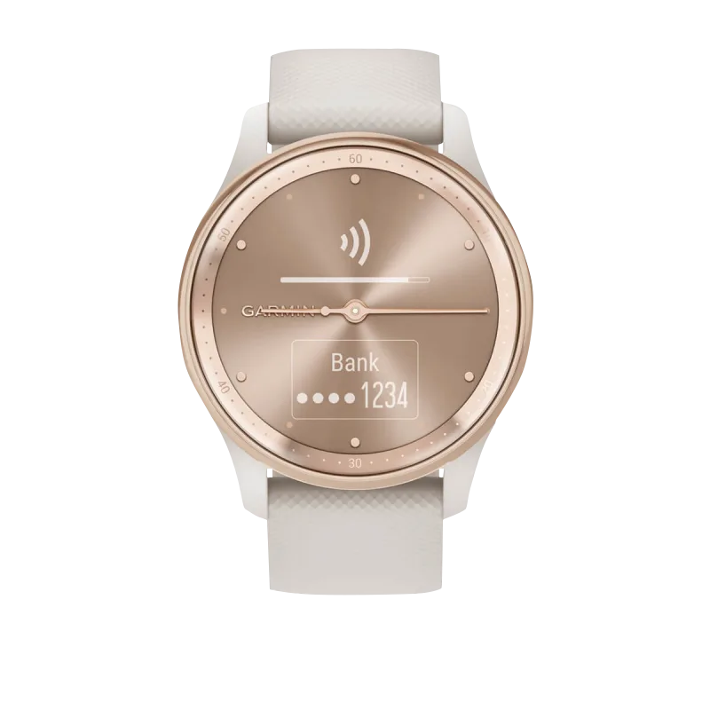 Garmin Vívomove Trend Peach Gold Stainless Steel Bezel with Ivory Case and Silicone Band (Garmin Certified Refurbished) by Garmin