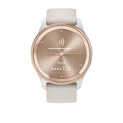 Garmin Vívomove Trend Peach Gold Stainless Steel Bezel with Ivory Case and Silicone Band (Garmin Certified Refurbished) by Garmin