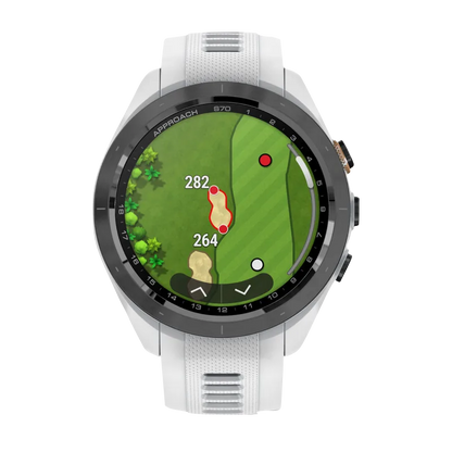 Garmin Approach S70, 42 mm Black/Peach Ceramic Bezel with White Silicone Band (010-02746-00) by Garmin