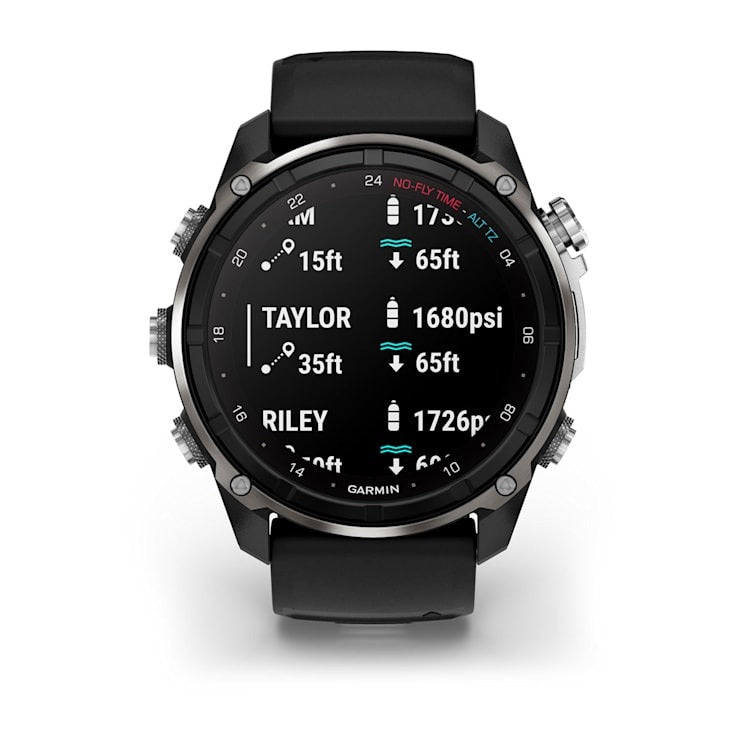 Garmin Descent Mk3i 51mm silver/black PVD titanium smartwatch with Black/Pebble Gray silicone band