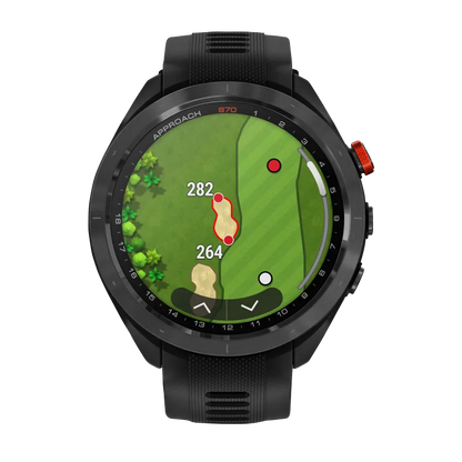 Garmin Approach S70, 47 mm Black/Red Ceramic Bezel with Black Silicone Band (010-02746-02) by Garmin