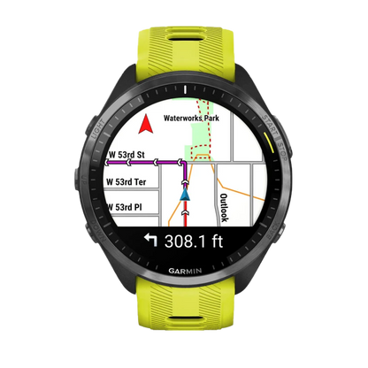 Garmin Forerunner 965, Carbon Gray DLC Titanium Bezel with Black Case and Amp Yellow/Black Silicone Band (010-02809-02) by Garmin