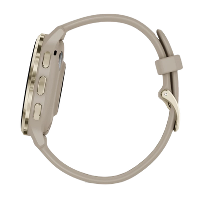 Garmin Venu 3S, 41 mm Soft Gold Stainless Steel Bezel with French Gray Case and Silicone Band (010-02785-02) by Garmin