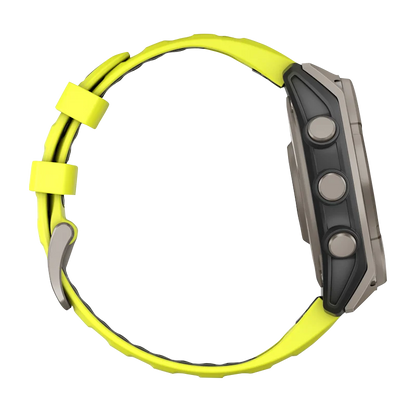 Garmin Fenix 8, 51 mm Solar Sapphire, Titanium with Amp Yellow/Graphite Silicone Band (010-02907-20) by Garmin