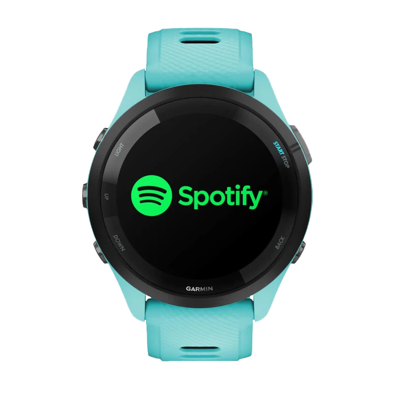 Garmin Forerunner 265, 46 mm Black Bezel with Aqua Case and Aqua/Black Silicone Band (010-02810-02) by Garmin