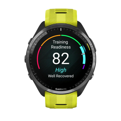 Garmin Forerunner 965, Carbon Gray DLC Titanium Bezel with Black Case and Amp Yellow/Black Silicone Band (010-02809-02) by Garmin