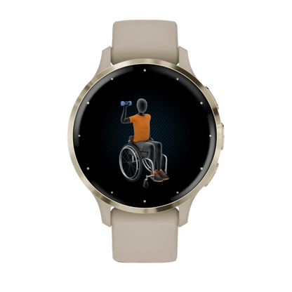 Garmin Venu 3S, 41 mm Soft Gold Stainless Steel Bezel with French Gray Case and Silicone Band (010-02785-02) by Garmin