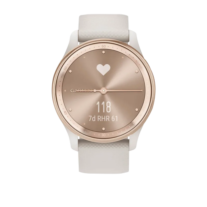 Garmin Vívomove Trend Peach Gold Stainless Steel Bezel with Ivory Case and Silicone Band (Garmin Certified Refurbished) by Garmin