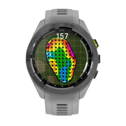 Garmin Approach S70, 42 mm Black/Amp Yellow Ceramic Bezel with Powder Gray Silicone Band (010-02746-01) by Garmin