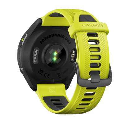 Garmin Forerunner 965, Carbon Gray DLC Titanium Bezel with Black Case and Amp Yellow/Black Silicone Band (010-02809-02) by Garmin