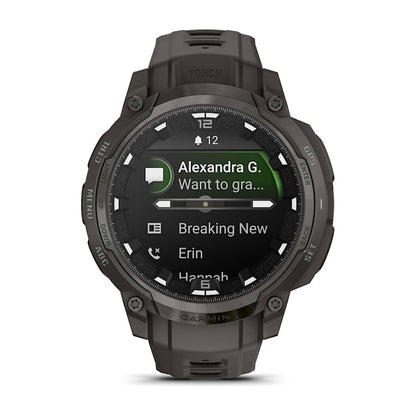 Garmin Instinct Crossover AMOLED smartwatch in dark gray with rugged bezel