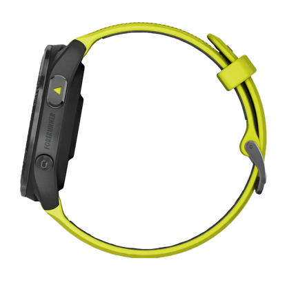 Garmin Forerunner 965, Carbon Gray DLC Titanium Bezel with Black Case and Amp Yellow/Black Silicone Band (010-02809-02) by Garmin