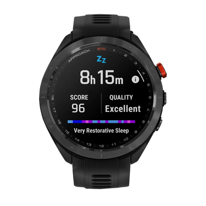 Garmin Approach S70, 47 mm Black/Red Ceramic Bezel with Black Silicone Band (010-02746-02) by Garmin