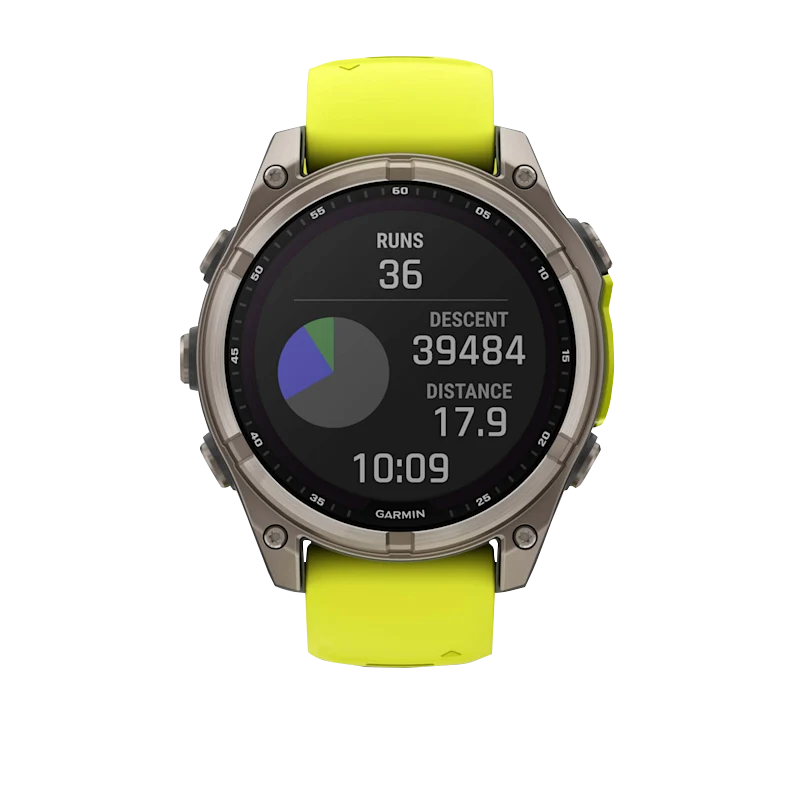Garmin Fenix 8, 51 mm Solar Sapphire, Titanium with Amp Yellow/Graphite Silicone Band (010-02907-20) by Garmin