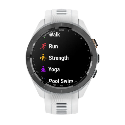 Garmin Approach S70, 42 mm Black/Peach Ceramic Bezel with White Silicone Band (010-02746-00) by Garmin