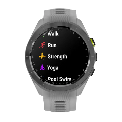 Garmin Approach S70, 42 mm Black/Amp Yellow Ceramic Bezel with Powder Gray Silicone Band (010-02746-01) by Garmin