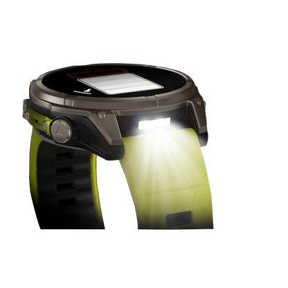 Garmin Fenix 8, 51 mm Solar Sapphire, Titanium with Amp Yellow/Graphite Silicone Band (010-02907-20) by Garmin