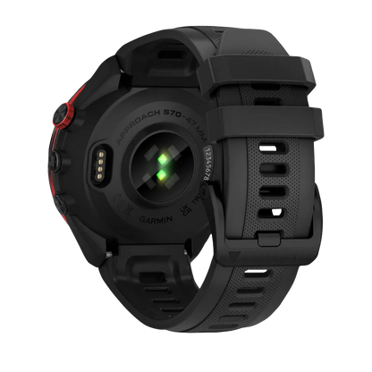 Garmin Approach S70, 47 mm Black/Red Ceramic Bezel with Black Silicone Band (010-02746-02) by Garmin