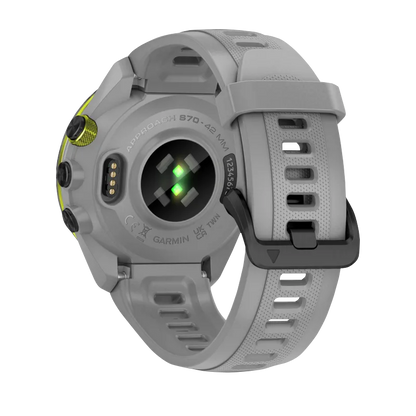 Garmin Approach S70, 42 mm Black/Amp Yellow Ceramic Bezel with Powder Gray Silicone Band (010-02746-01) by Garmin