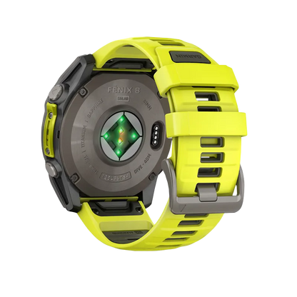 Garmin Fenix 8, 51 mm Solar Sapphire, Titanium with Amp Yellow/Graphite Silicone Band (010-02907-20) by Garmin