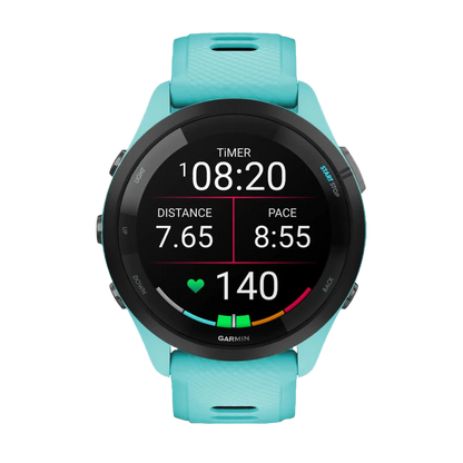Garmin Forerunner 265, 46 mm Black Bezel with Aqua Case and Aqua/Black Silicone Band (010-02810-02) by Garmin
