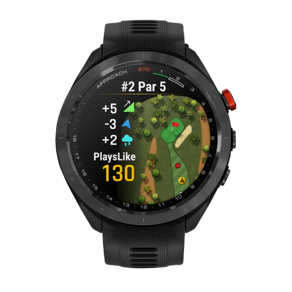 Garmin Approach S70, 47 mm Black/Red Ceramic Bezel with Black Silicone Band (010-02746-02) by Garmin