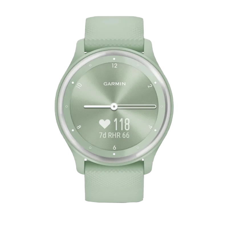 Garmin Vívomove Sport Cool Mint Case and Silicone Band with Silver Accents (Garmin Certified Refurbished) by Garmin
