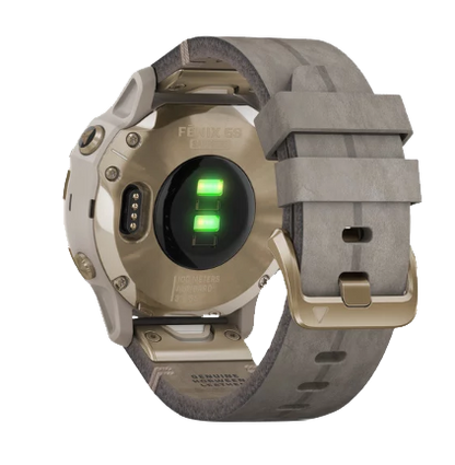 Garmin Fenix 6S Sapphire Light Goldtone with Shale Gray Leather Band (010-02159-39) by Garmin