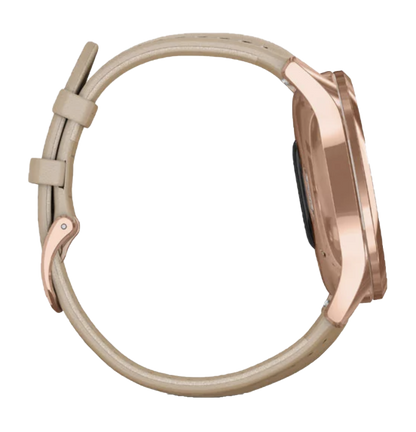 Garmin Vívomove Luxe - 18K Rose Gold PVD Stainless Steel Case with Light Sand Italian Leather Band (010-02241-01) by Garmin