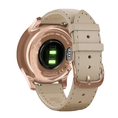Garmin Vívomove Luxe - 18K Rose Gold PVD Stainless Steel Case with Light Sand Italian Leather Band (010-02241-01) by Garmin