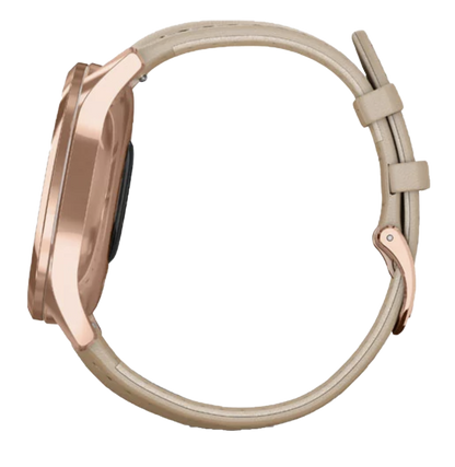 Garmin Vívomove Luxe - 18K Rose Gold PVD Stainless Steel Case with Light Sand Italian Leather Band (010-02241-01) by Garmin